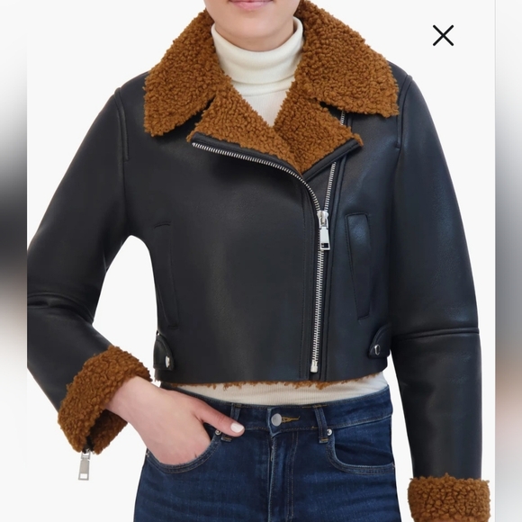 REBECCA MINKOFF Faux Shearling Moto Jacket. Sz S. MSRP $298 NWT - Picture 3 of 15